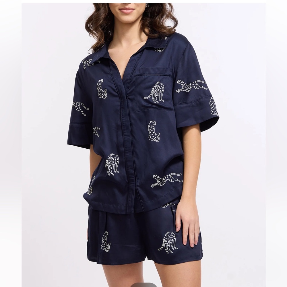 Sani NEW Leopard Shorts Set - Midnight Jubilee (Navy)
